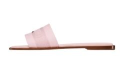 Pelle Di Vitello E Cotone Ricamato Rosa Pallido