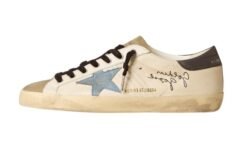Super-Star stella in denim e talloncino in pelle grigia